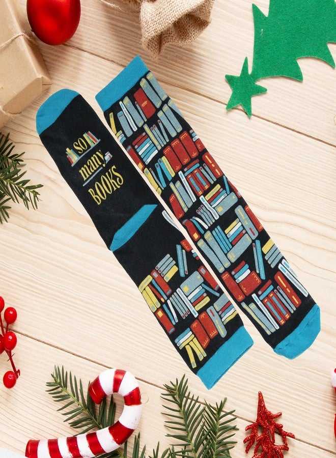 ZAGKOO Gifts for Book Lovers, Readers, Reading Lovers - Book Themed Sock Gifts, Christmas Ideas for Women, Men, Bookish, Bookworm, Club, Nerd, Librarian - So Many Books So Little Time Bookshelf - Image 3